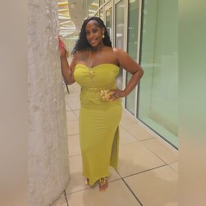 Elegant Strapless Yellow Dress